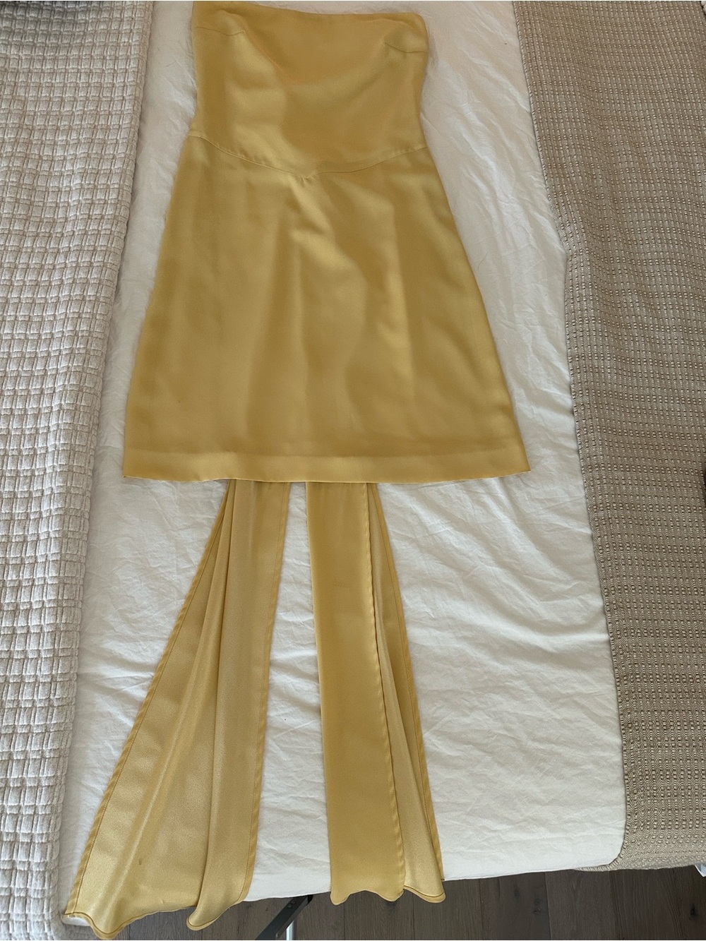 Emporio Armani Vintage Strapless Butter Yellow Dress